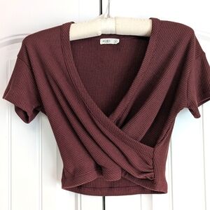 Women's Sozy Burgundy Wrap Crop Top Size Small